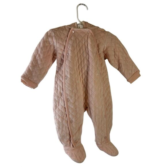 Nordstrom baby girl quilted snowsuit hooded ears - Picture 1 of 9